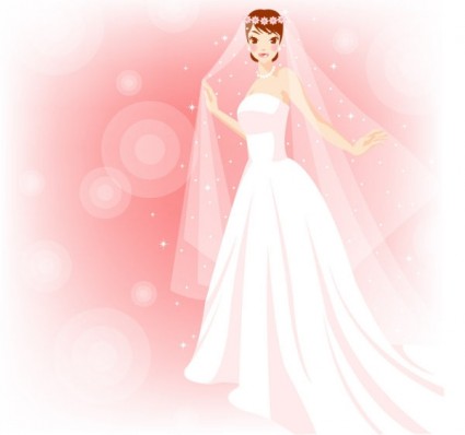 sự kết thúc của cô dâu mặc một chiếc váy màu hồng
