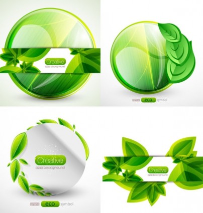 yeşil yapraklı Etiketler vektör