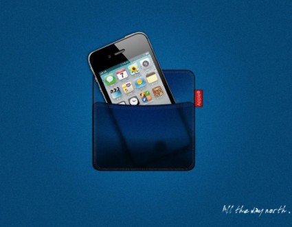 l'iphones poche de tissu denim effet psd en couches