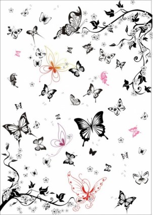 el conjunto de vectores de mariposa blanco y negro super multi