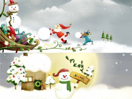 The Two Christmas Snowman Illustrator Psd Layered