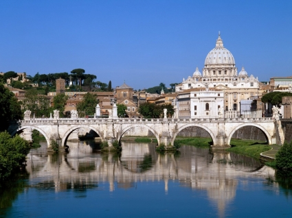 Vatikan yang melihat melewati sungai tiber wallpaper Italia dunia