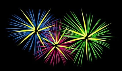 Three Colour Fireworks Clip Art