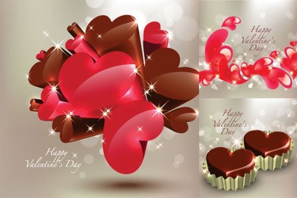 три размерные сердце сформировало шоколад вектор