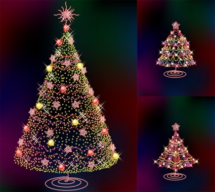 三個閃閃發光的聖誕樹向量