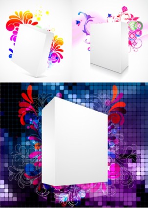 三次元ボックス花の背景のベクトル