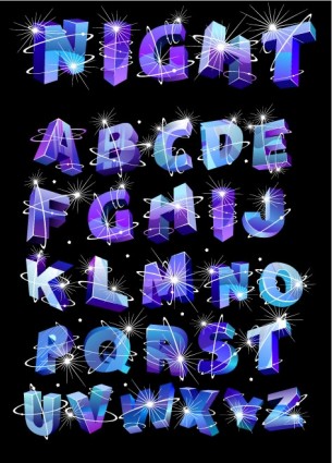 alfabeto di vettore tridimensionale flash