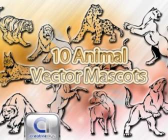 10 Mascottes Animales Vector