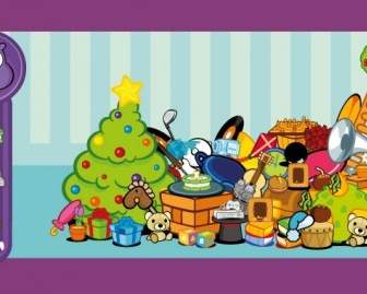 11 Lovely Christmas Theme Cowco Cartoon Character Vector Material