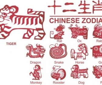 12 Nowych Papieru Cięcia Wzór Wektor Znak Zodiaku