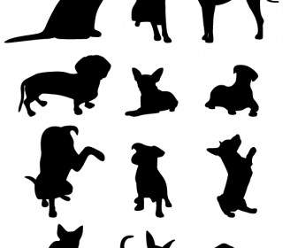 13 Chien Vector Silhouettes