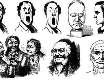 14 Freaky Faces Free Vector Art