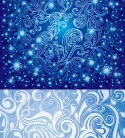 2 美しい青色のパターン ベクトル
