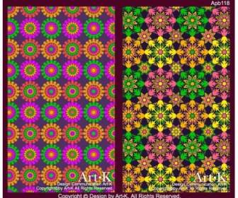 2 Colorful Flowers Background Base Map Vector Artwork