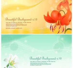 2 Lilies And Background Vector