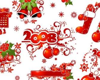 2008 Christmas Decoration Elements And Patterns Vector Material