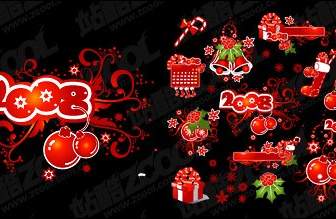 2008 Christmas Decoration Elements And Patterns Vector Material