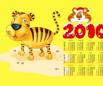 Calendario 2010 Con Vettore Carino Tigre