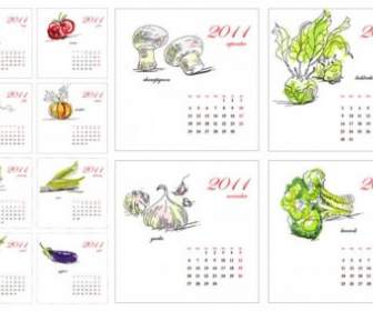 Calendario 2011 Di Verdure Vector Mano