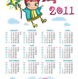2011 Kalender Vektor Handdrawn Kartun