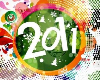 2011 New Year Floral Backgound Vector Graphic