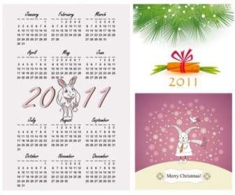 2011 Jahr Des Kaninchens Vektor Illustration Kalender