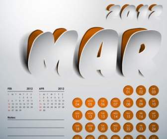 2012-Kunst-Kalender-Vektor