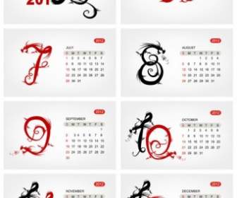2012 Kalender Template Vektor