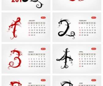 2012 Calendario Template Vettoriale
