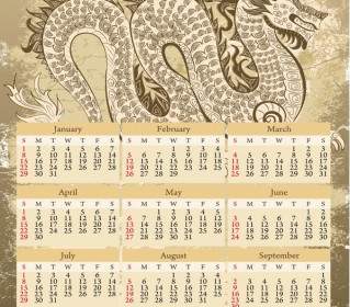 2012 Calendar Year Of The Dragon Vector