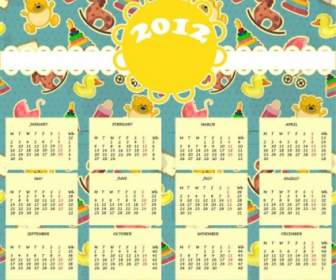 2012 Kartun Kalender Vektor