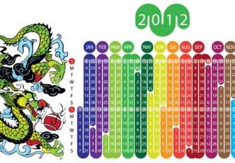 Jahr Des Drachen 2012 Kalender Vektor