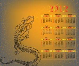 2012 Year Of The Dragon Calendar Vector