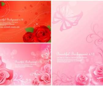 3 Beautiful Roses Background Vector