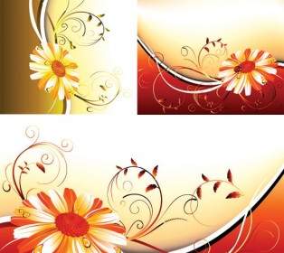 3 花のパターンの背景のベクトル