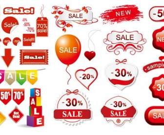 3 Sets Of Discount Sales Decorative Icon Vector