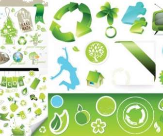 3 Sets Of Green Icon Vector