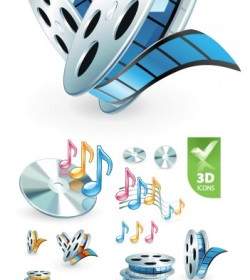 3D Audio Video Ikon Vektor