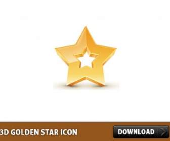 3D Golden Stern-Symbol-psd