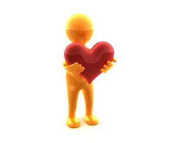 3d Little Guy Holding Heartshaped Picture
