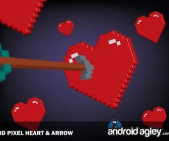 3d Pixel Heart And Arrow