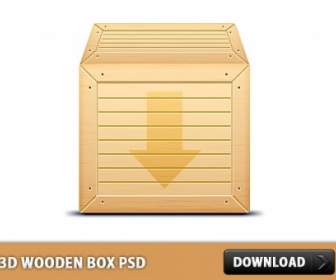 3 D 木製の箱無料 Psd ファイル