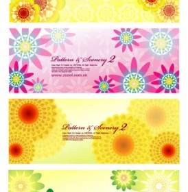 4 Colorful Flowers Vector Background