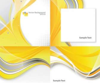 4 Dynamic Curves Yellow Background Vector