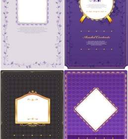 4 紫パターン カード テンプレート ベクトル