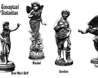 4 Statuette Vectors Portraying Concepts