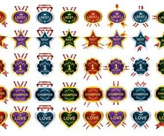 40 Honors And Awards Ribbons Medals Vector