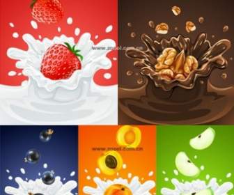 5 Fruit And Milk Moment Vector Fall