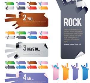 5 видов жестов в форме бумаги бумага Vector