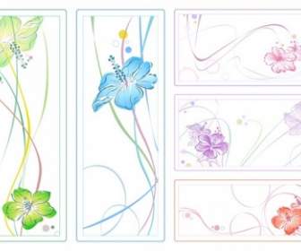 5色水彩風の花のベクトル
